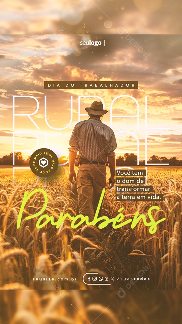 Story Dia do Trabalhador Rural 25 de Maio Social Media PSD Editável
