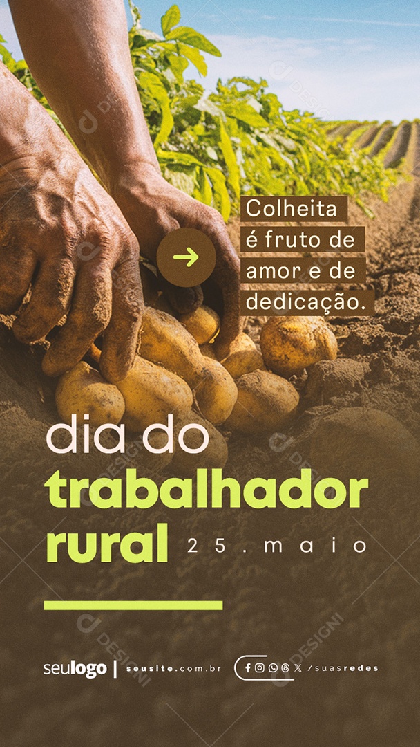 Story Dia do Trabalhador Rural 25 de Maio Social Media PSD Editável