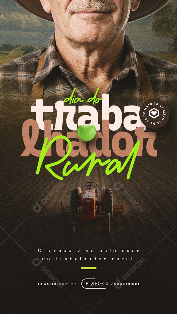 Story Dia do Trabalhador Rural 25 de Maio Social Media PSD Editável