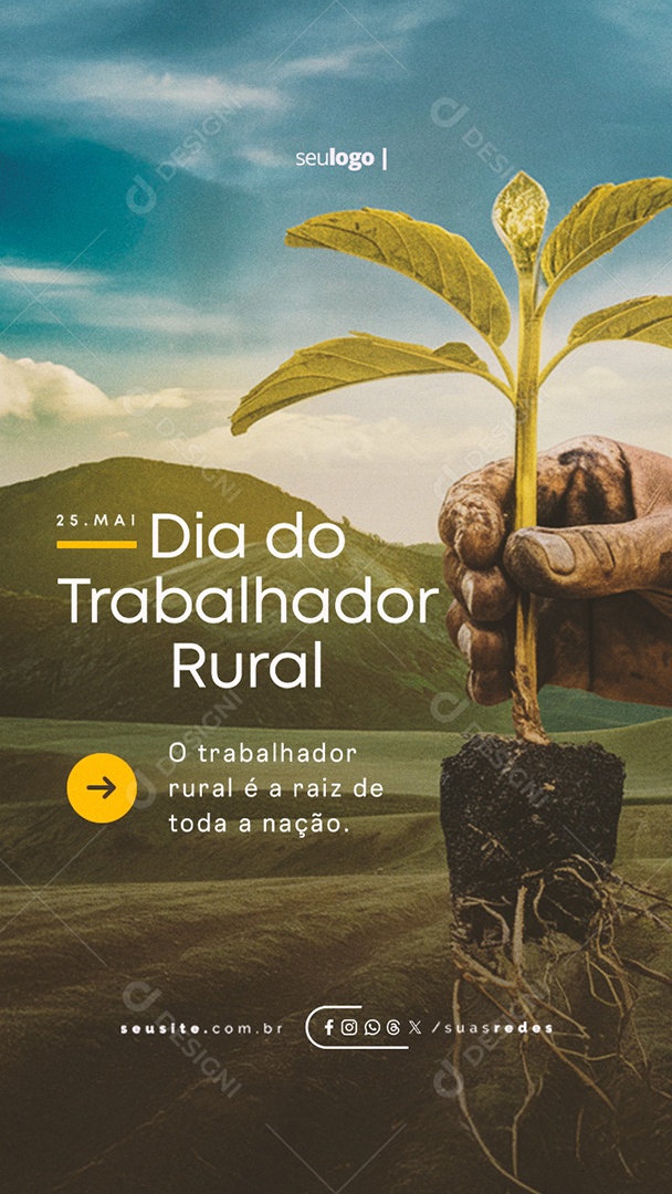 Story Dia do Trabalhador Rural 25 de Maio Social Media PSD Editável