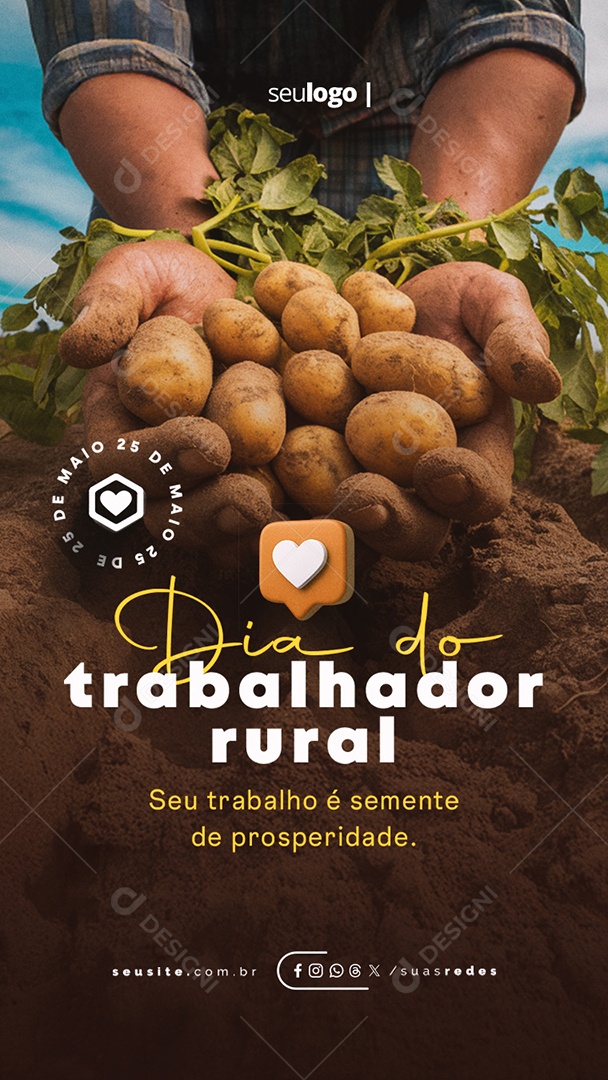 Story Dia do Trabalhador Rural 25 de Maio Social Media PSD Editável