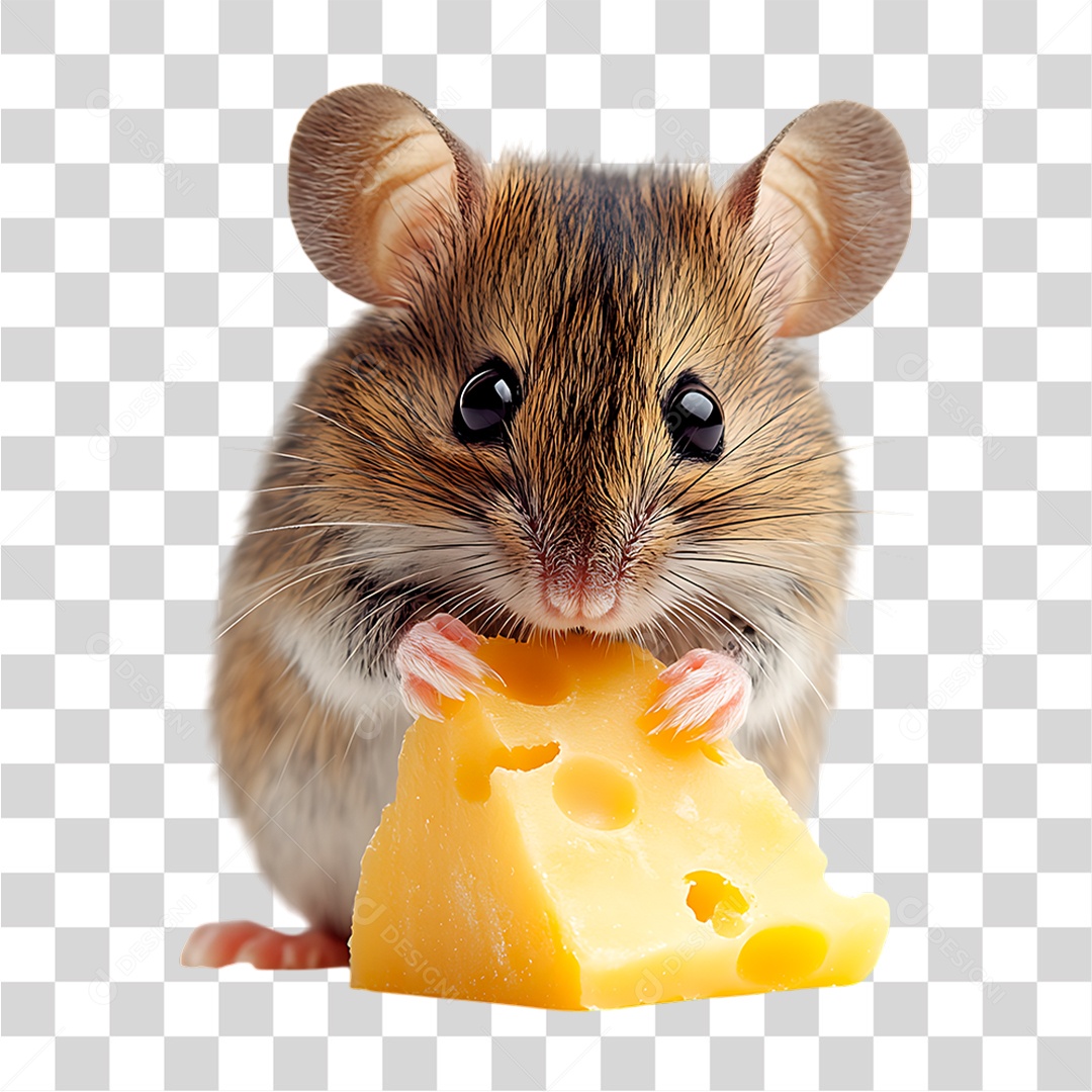 Rato Comendo Queijo PNG Transparente