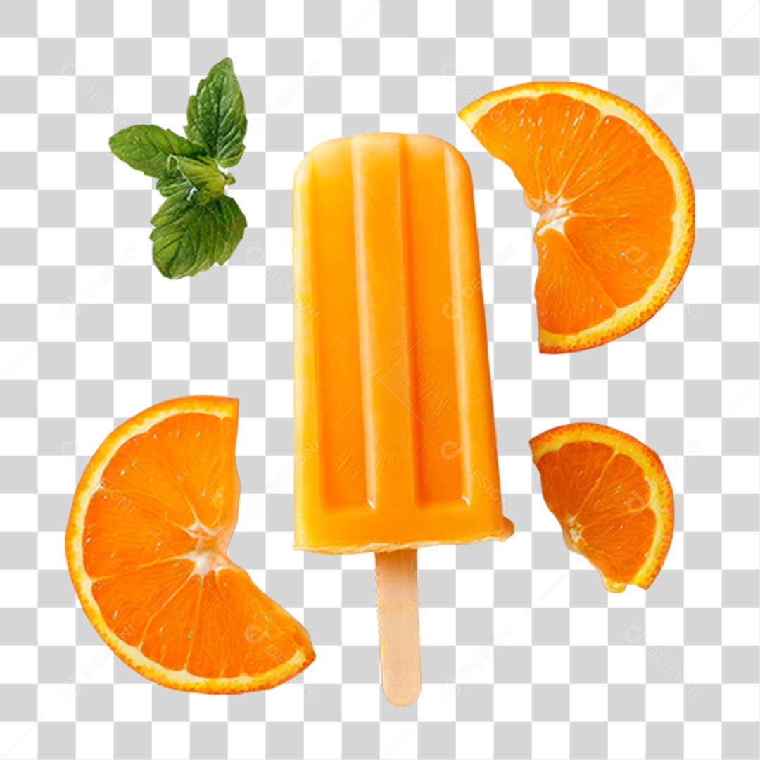 Picolé de Laranja PNG Transparente