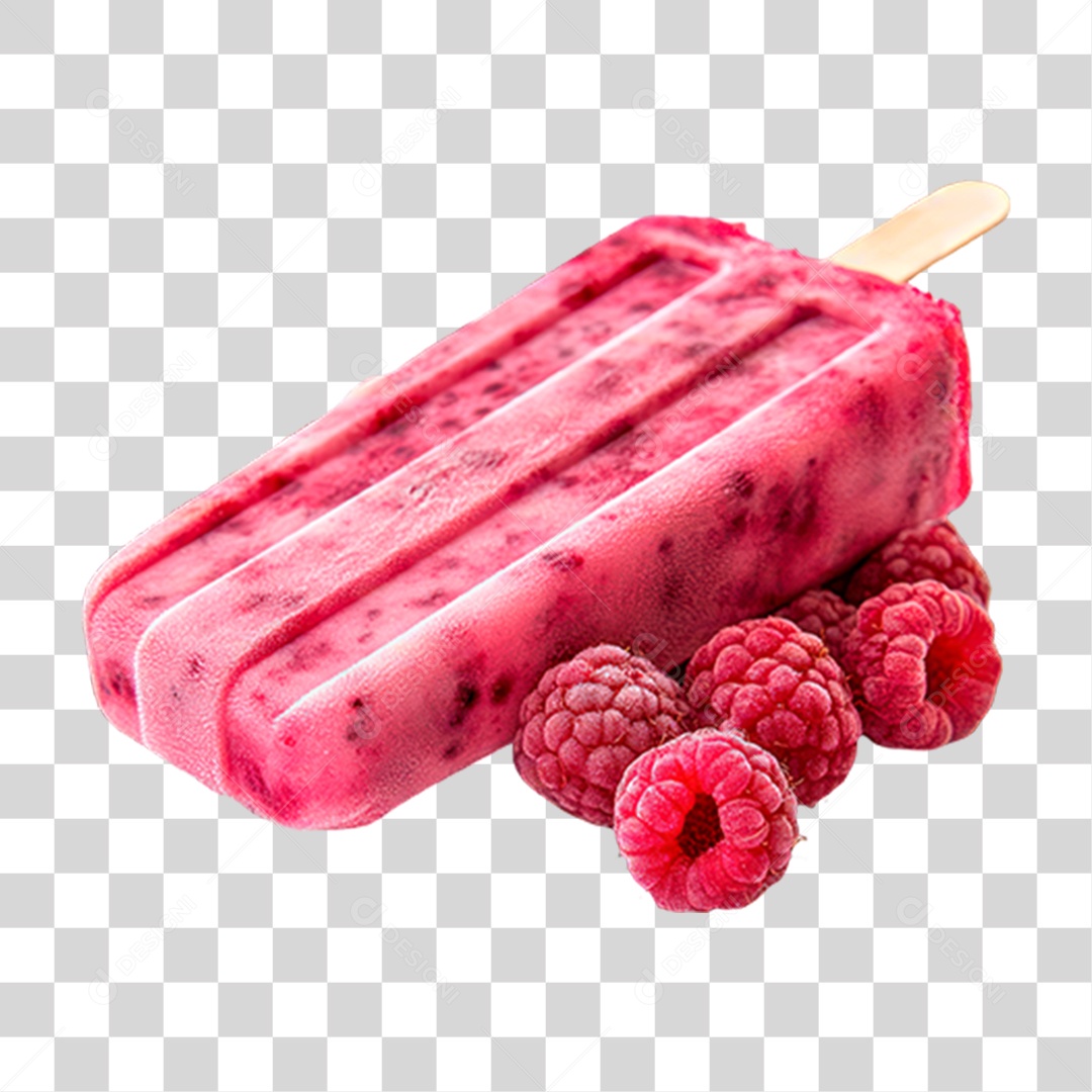 Picolé de Framboesa PNG Transparente