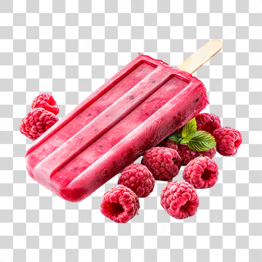 Picolé de Framboesa PNG Transparente