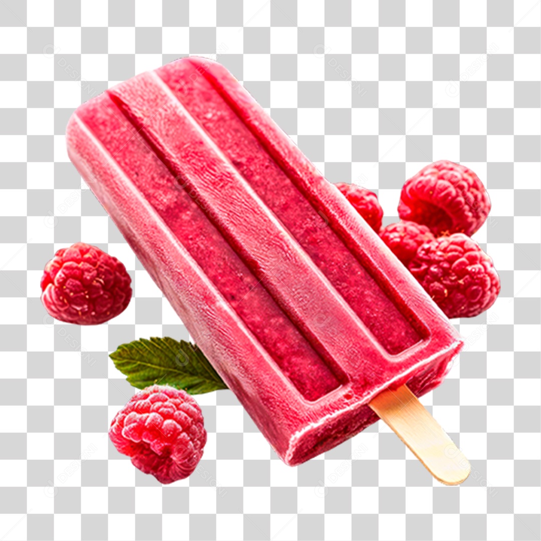 Picolé de Framboesa PNG Transparente