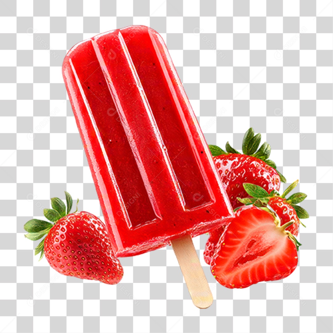 Picolé de Morango PNG Transparente
