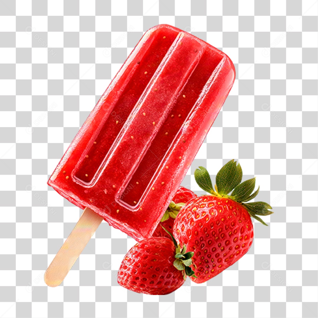 Picolé de Morango PNG Transparente