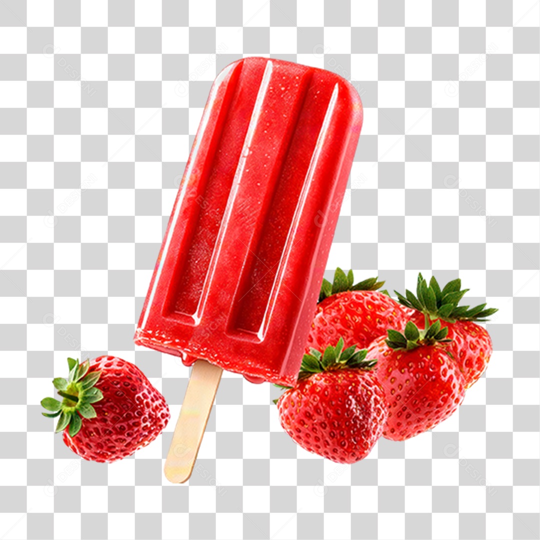 Picolé de Morango PNG Transparente