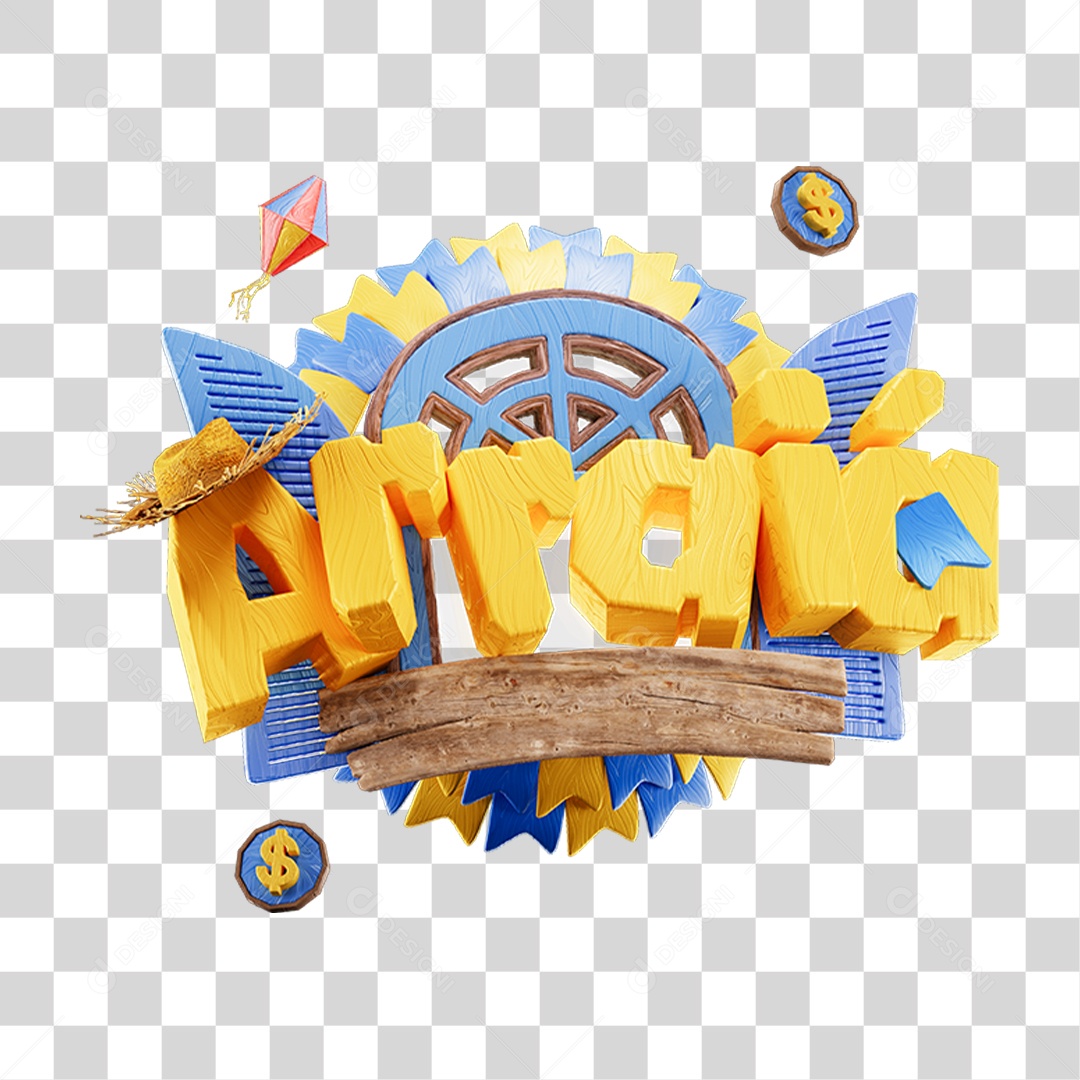 Selo 3D Arraiá PNG Transparente