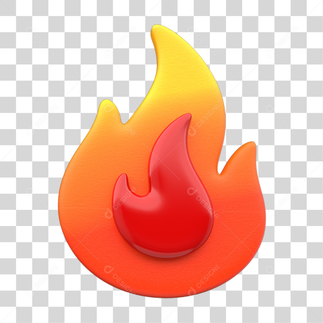 Elemento 3D Chama Fogo PNG Transparente
