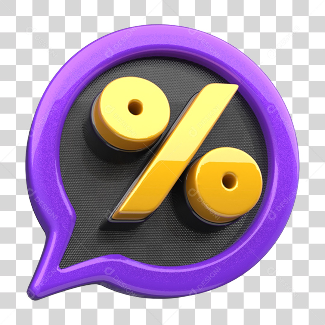 Elemento 3D Placa de Texto com % Porcentagem PNG Transparente