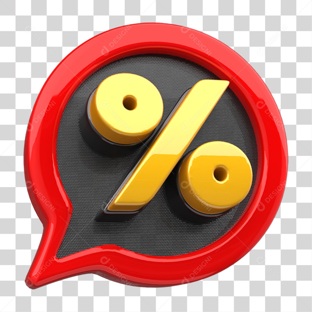 Elemento 3D Placa de Texto com % Porcentagem PNG Transparente