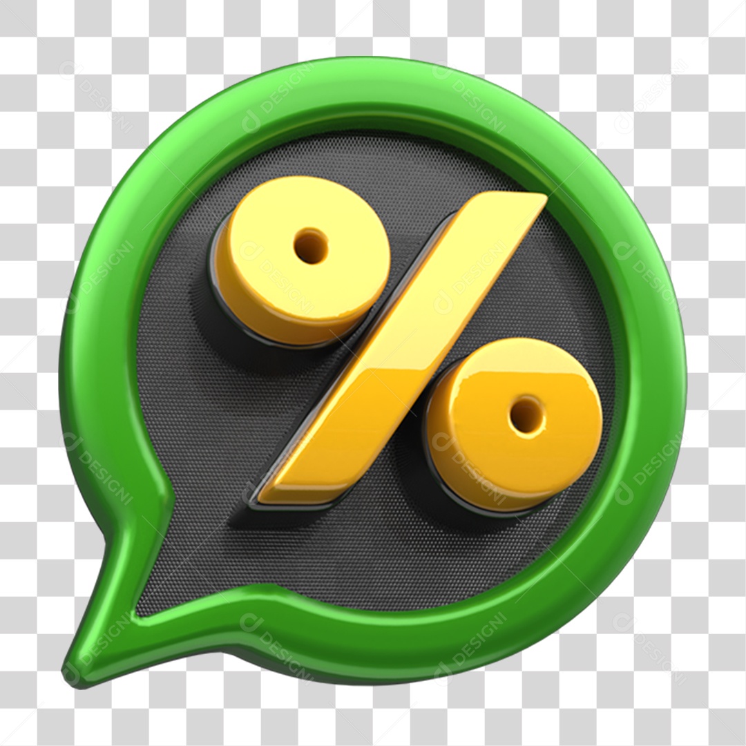 Elemento 3D Placa de Texto com % Porcentagem PNG Transparente