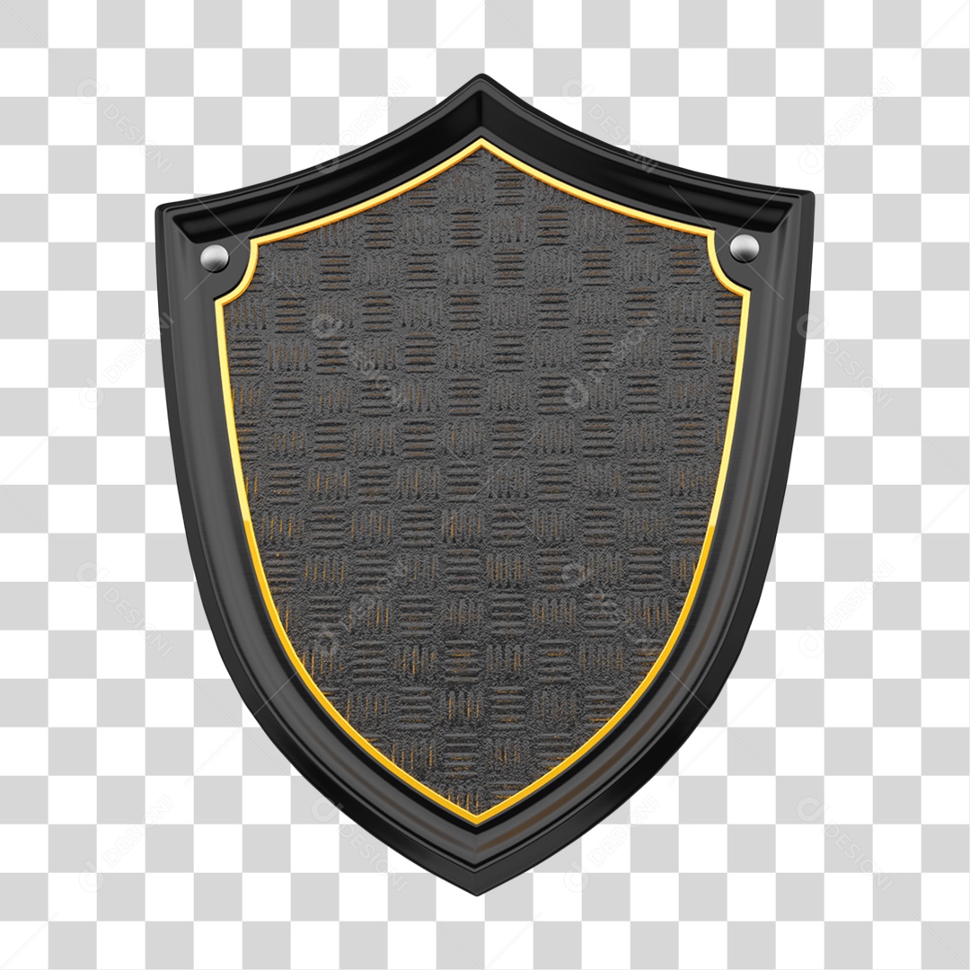 Elemento 3D Placa de Metal Escudo PNG Transparente