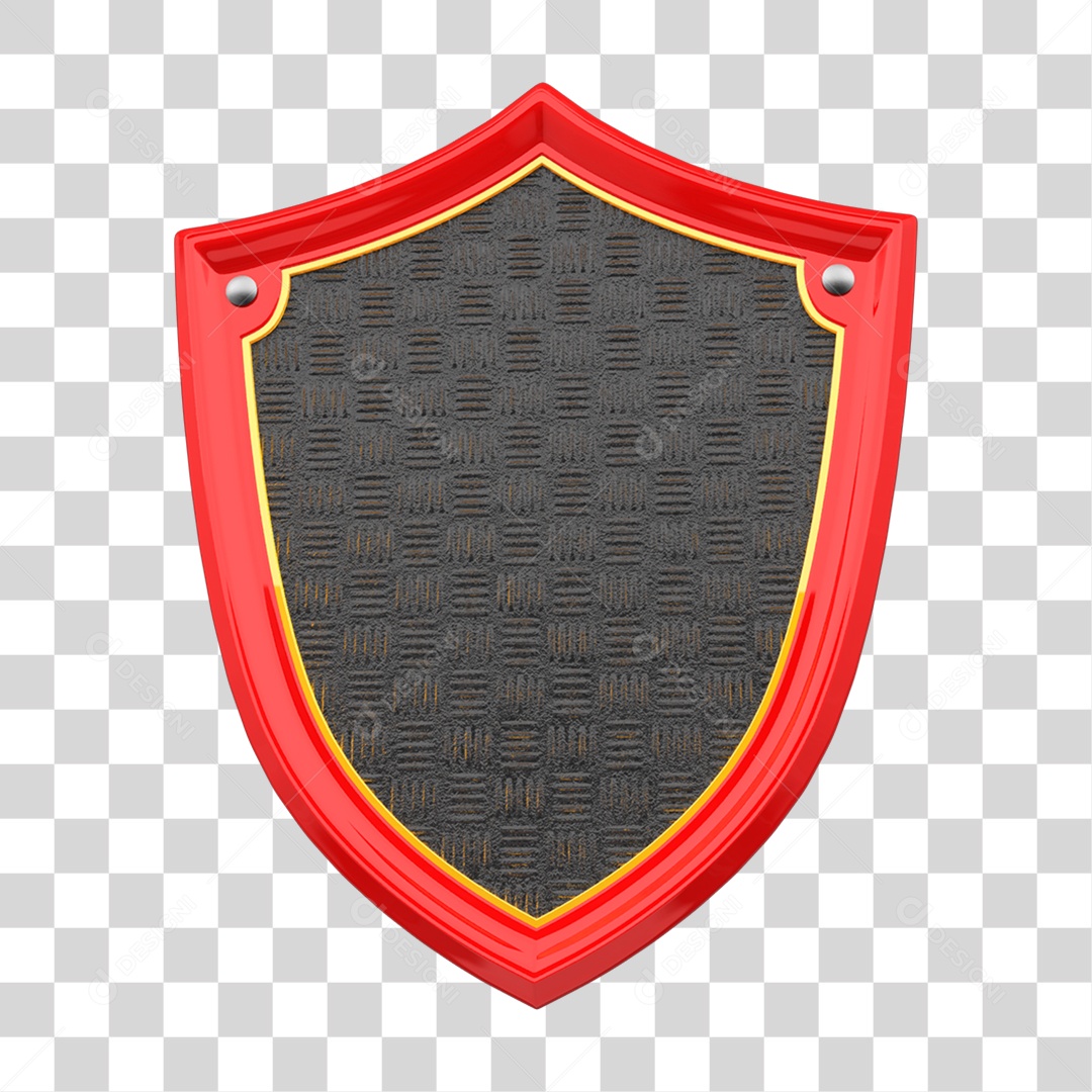 Elemento 3D Placa de Metal Escudo PNG Transparente