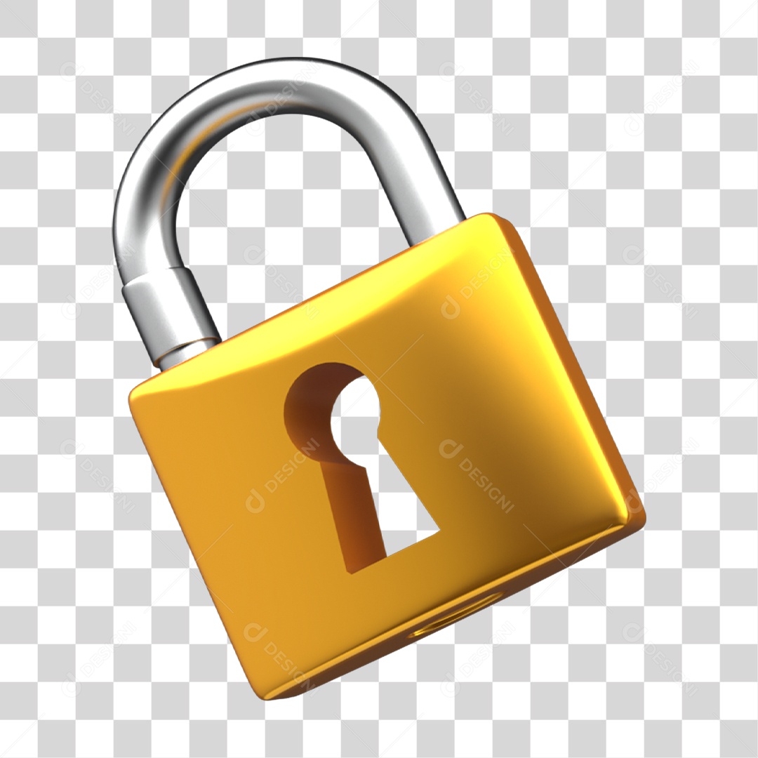 Elemento 3D Cadeado de Metal PNG Transparente