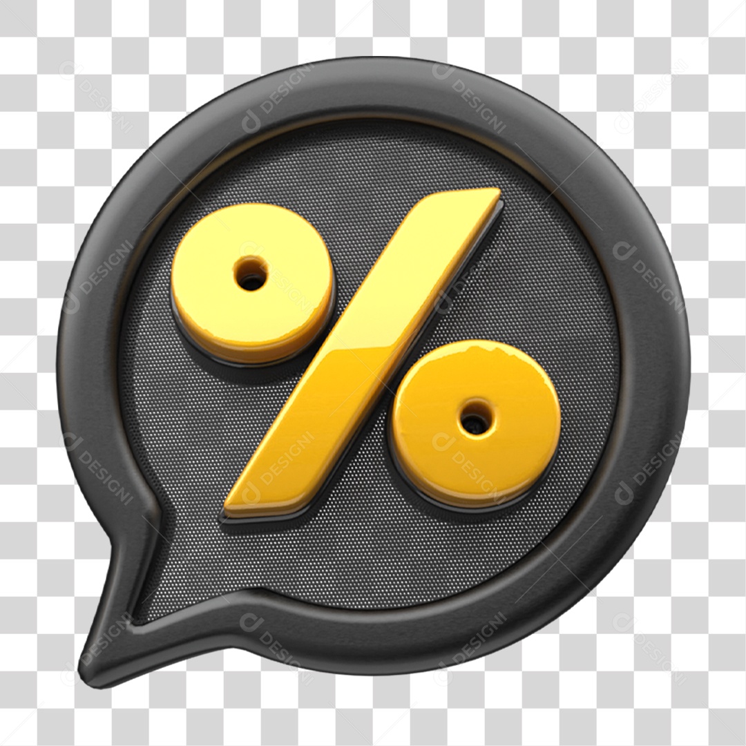 Elemento 3D Placa de Texto com % Porcentagem PNG Transparente