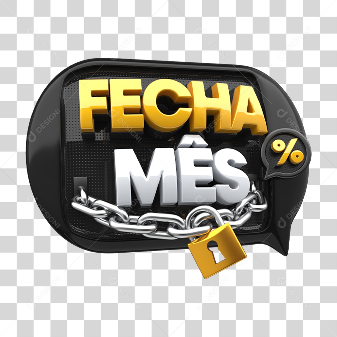 Selo 3D Fecha Mês PNG Transparente