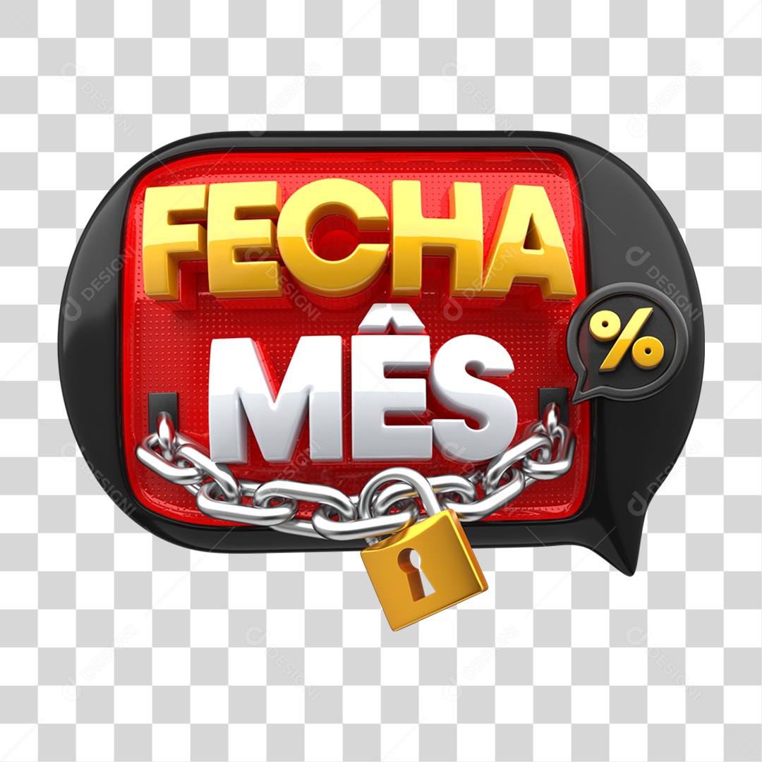 Selo 3D Fecha Mês PNG Transparente