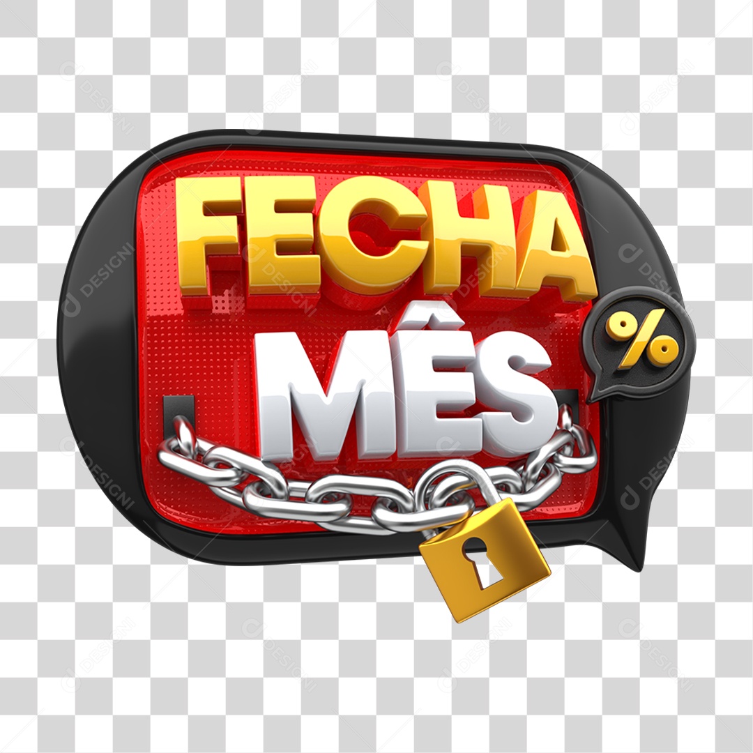 Selo 3D Fecha Mês PNG Transparente