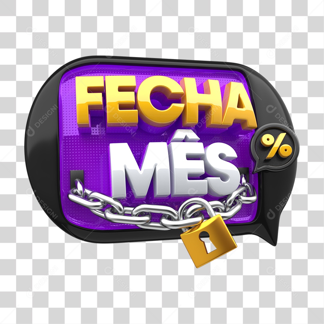 Selo 3D Fecha Mês PNG Transparente