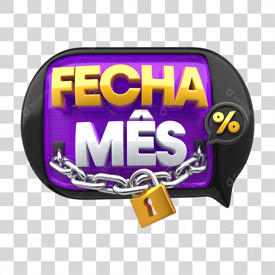 Selo 3D Fecha Mês PNG Transparente