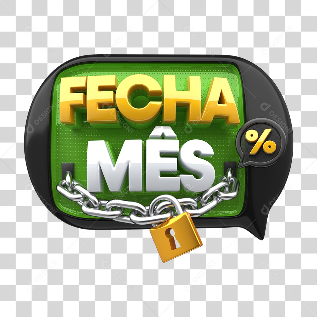 Selo 3D Fecha Mês PNG Transparente