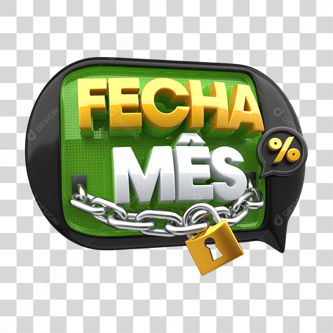 Selo 3D Fecha Mês PNG Transparente
