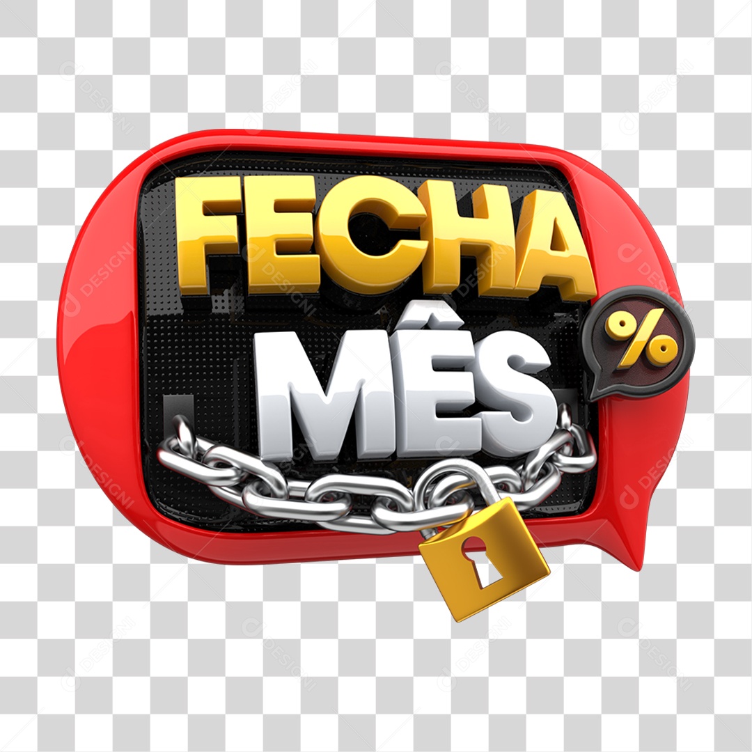 Selo 3D Fecha Mês PNG Transparente