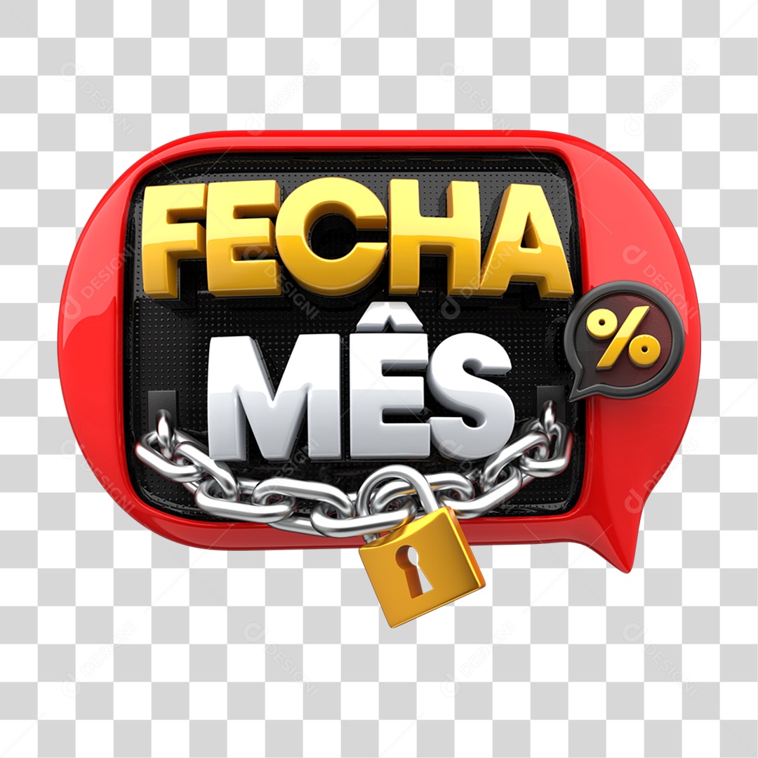 Selo 3D Fecha Mês PNG Transparente