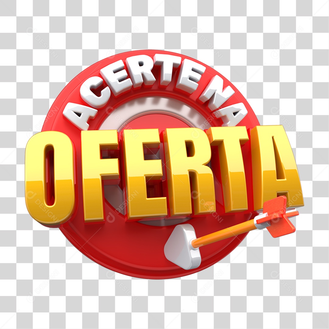 Selo 3D Acerte na Oferta PNG Transparente