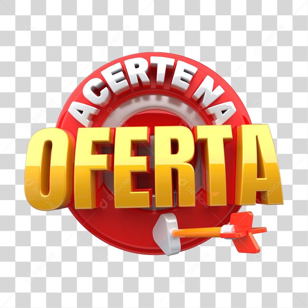 Selo 3D Acerte na Oferta PNG Transparente