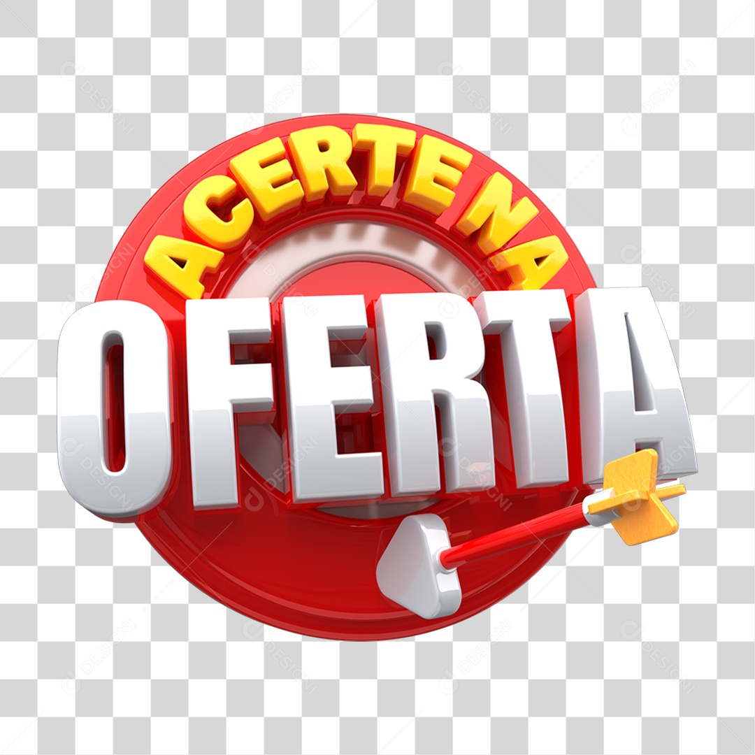 Selo 3D Acerte na Oferta PNG Transparente