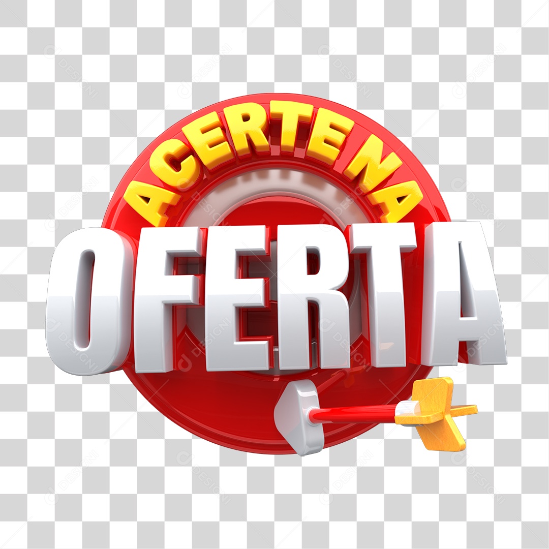 Selo 3D Acerte na Oferta PNG Transparente