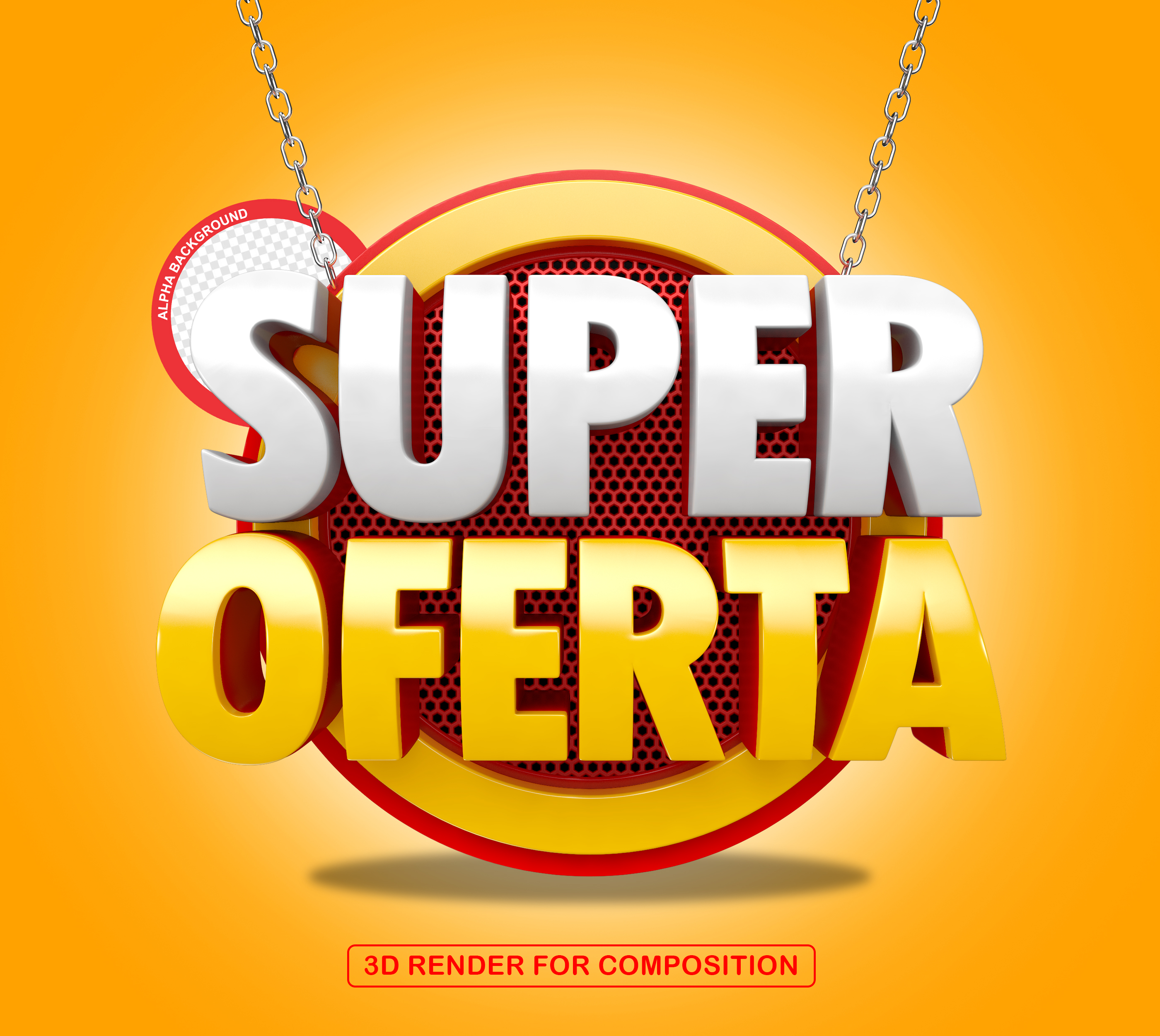Selo 3D Super Oferta  Para Composição PSD