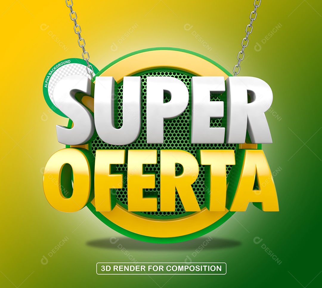 Selo 3D Super Oferta Para Composição PSD