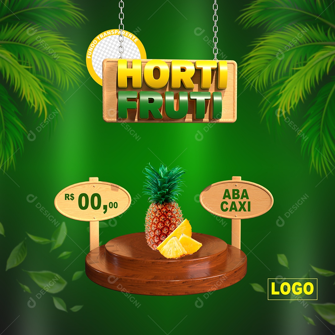 Hortifruti Abacaxi Social Media PSD Editável