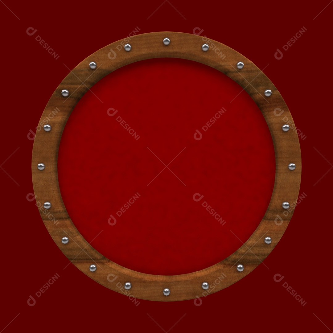Escudo de Madeira Elemento 3D Para Composição PSD