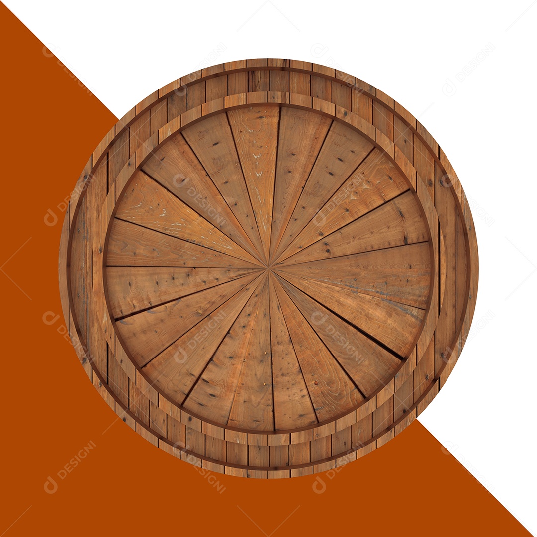 Escudo de Madeira Elemento 3D Para Composição PSD