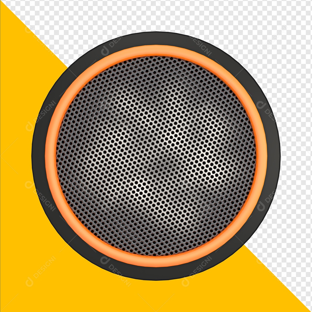 Elemento 3D Escudo Preto e Laranja Para Composição PSD