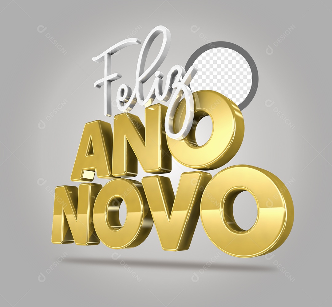 Selo 3D Feliz Ano Novo Para Composição PSD
