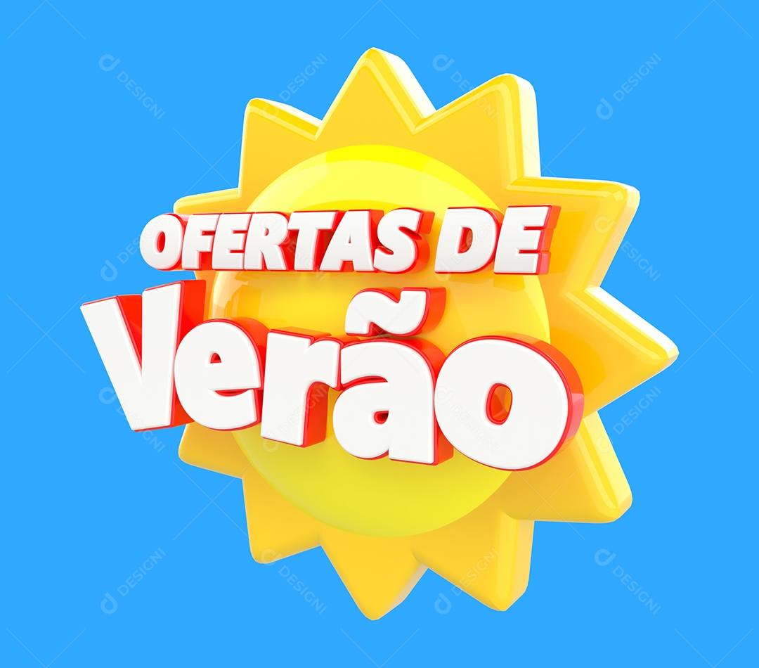 Selo 3D Verão de Ofertas Para Composição PSD