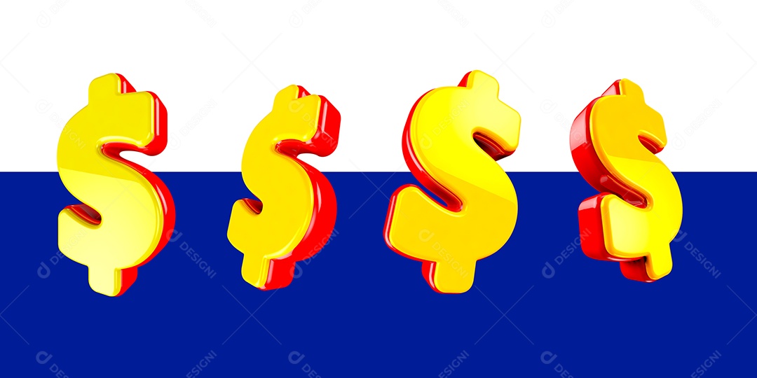 Quatro Cifrões Elemento 3D Para Composição PSD