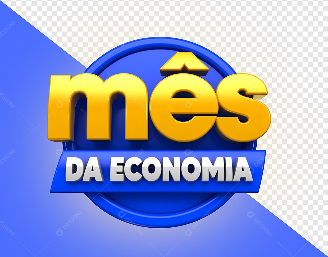 Mês da Economia Selo 3D Para Composição PSD