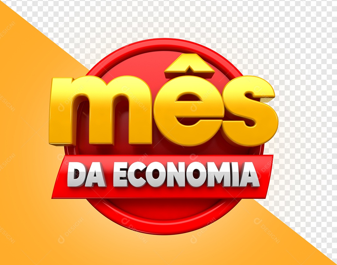 Mês da Economia Selo 3D Para Composição PSD
