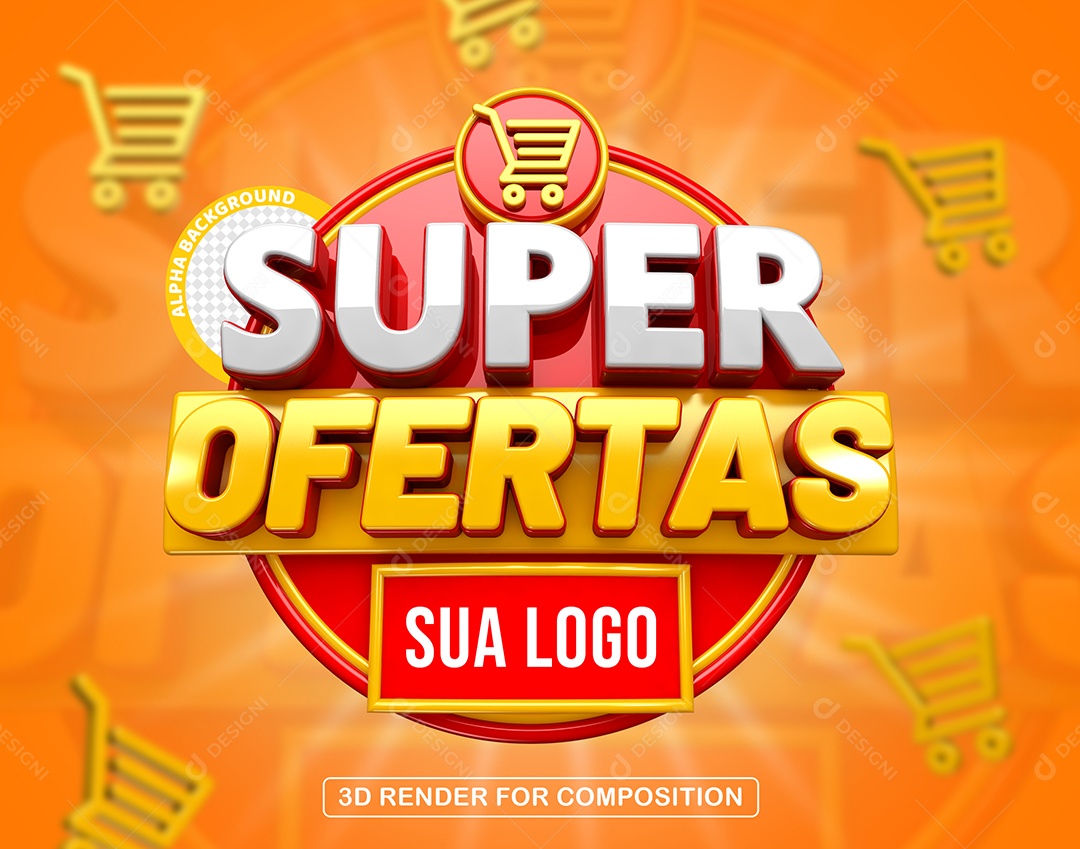 Super Ofertas Selo 3D Para Composição PSD