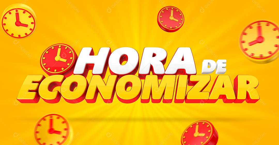 Hora de Economizar Selo 3D Para Composição PSD