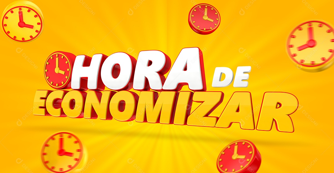 Hora de Economizar Selo 3D Para Composição PSD