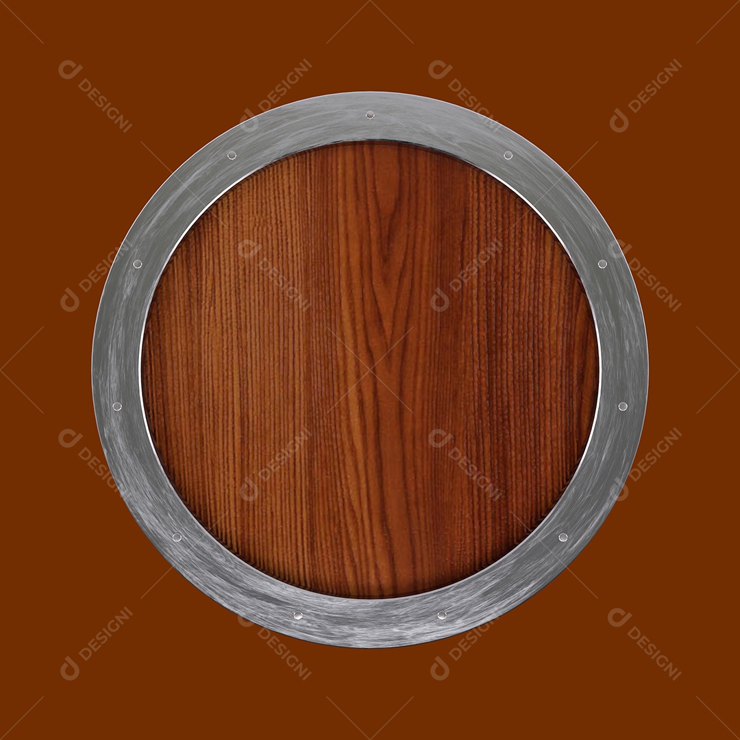 Escudo de Madeira Elemento 3D Para Composição PSD
